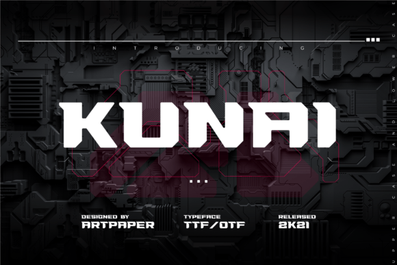 Kunai: A Cyberpunk Display Font for Bold Digital Identity